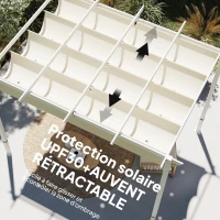 Outsunny Pergola de Jardin avec Toit Rétractable, Gazebo Autoportant, Beige(m-4)