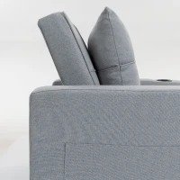 HOMCOM 3-in-1 Single Sofa Bed, Convertible Sleeper Chair Bed - Light Grey(m-11)