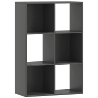 HOMCOM Estantería de Cubos con 6 Estantes para Almacenaje en Madera de Diseño Rústico, 61.5x29.5x91.5 cm, Negro