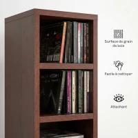 HOMCOM Rangements pour CD et DVD, étagère colonne de rangement, meuble de rangement avec 12 compartiments, capacité max. 204 CD, 21 x 20 x 175 cm, marron(m-5)