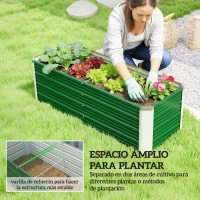 Outsunny Arriate de Jardín de Acero Incluye Guantes Huerto Urbano Jardinera Macetero Rectangular para Cultivos Plantas Flores para Terraza Balcón Exterior 125x47x40 cm Verde(m-4)