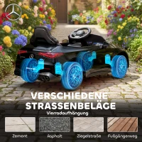 AIYAPLAY Kinder-Elektroauto, Mercedes-Design, 12V Motoren, Fernbedienung, LED-Lichter, Musik, für 3-6 Jahren Kinder, Schwarz(m-8)
