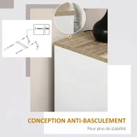 HOMCOM Buffet meuble cuisine rangement avec placard à portes et étagères réglables, 60 x 30 x 90 cm, blanc(m-6)