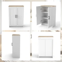 HOMCOM Buffet meuble cuisine rangement avec placard à portes et étagères réglables, 60 x 30 x 90 cm, blanc(m-15)