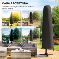 Outsunny Chapéu de Sol Excêntrico 2,9x2,9 m de Alumínio com Manivela Inclinação Ajustável Giratório 360° Base Cruzada e Capa Cáqui(m-8)