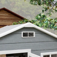 Outsunny 6 x 4ft Plastic Shed with Floor, Wood Effect Resin Garden Shed with Window, Lockable Door, Lock and Keys, Vents, All Weather Resistant for Outdoor, Patio, Lawn, Grey(m-10)