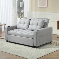 HOMCOM Two-Seater Pull-Out Sofa Bed - Light Grey(m-14)