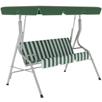Outsunny Dondolo da giardino 3 posti con tetto inclinabile, 170x110x153 cm, Verde(m-8)