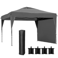 Outsunny Gazebo pieghevole con parete laterale rimovibile e borsa(m-8)