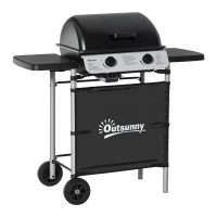 Outsunny Barbecue a gas 2 bruciatori in acciaio inox, 104x49x99 cm, Nero(m-8)