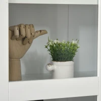 HOMCOM Double Storage Display Cabinet with Adjustable Shelves, MDF - White(m-10)