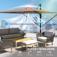 Outsunny Alu Ampelschirm 2,8 x 2,8 cm 360° drehbar neigbar Sonnenschirm mit Kurbel Ständer Abdeckung, Höhenverstellbar(m-4)