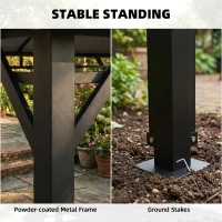 Outsunny Pavillon ca. 4x3m Wasserabweisend Stabil Winterfest Gartenpavillon mit Rollos Doppeldach Dachränder Metallrahmen(m-7)