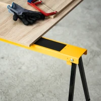 HOMCOM Set de 2 Capre Pliabile din Metal cu Suprafață Antiderapantă din EVA pentru Lucrări de Tăiere, Capră pentru Lemn, Capacitate Maximă 125 kg, Portocaliu Negru(m-7)