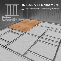Outsunny Geräteschuppen, Wetterfestes Gartenhaus für Gartengeräte, mit Belüftungsfenstern, Schiebetüren, Stahl, Kohlegrau(m-6)