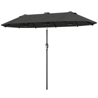 Outsunny Umbrelă dublă, umbrelă pentru terasă, înclinabilă, cu panou solar, 35 LED-uri, cadru din oțel, gri, 2,92 x 1,50 x 2,18 m