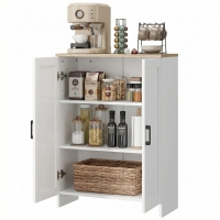 HOMCOM Buffet meuble cuisine rangement avec placard à portes et étagères réglables, 60 x 30 x 90 cm, blanc