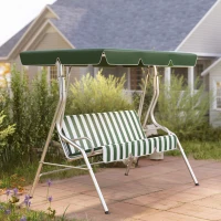 Outsunny Dondolo da giardino 3 posti con tetto inclinabile, 170x110x153 cm, Verde(m-4)