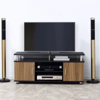 HOMCOM Mueble TV hasta 140cm con armarios y estantes en madera y aluminio, 120x40x52.2cm(m-6)