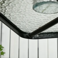 Outsunny Masă de grădină detașabilă metal 76x76 cm rezistentă la intemperii masă pentru balcon cu orificiu pentru umbrelă, antiderapant Negru(m-4)