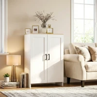 HOMCOM Buffet meuble cuisine rangement avec placard à portes et étagères réglables, 60 x 30 x 90 cm, blanc(m-2)