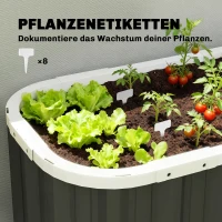 Outsunny Hochbeet Metall 136 x 53 x 61 cm Tief Gartenbeet mit Schutzkanten Pflanzenetiketten Handschuhe Offenem Boden(m-7)