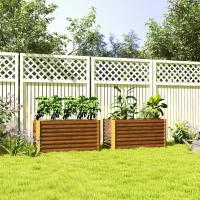 Outsunny Set paturi înălțate 2 buc., jardiniere, extra adânci, metal, 120 x 60 x 60 cm Maro(m-2)