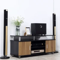 HOMCOM Mueble TV hasta 140cm con armarios y estantes en madera y aluminio, 120x40x52.2cm(m-7)