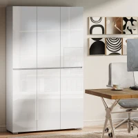 HOMCOM Hoher Küchenschrank Hochglanz 6 Türen mit Soft-Close verstellbare Einlegeböden Weiß(m-5)