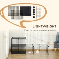 PawHut Pet Playpen with Door, Guinea Pigs Metal Mesh Cage for Small Animal, Chinchilla, 175 x 105 x 70 CM, Black(m-8)
