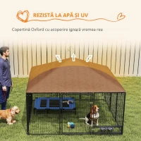 Pawhut Gard Metalic pentru Caini – Cu Usa pentru Bol & Husa Oxford(m-6)