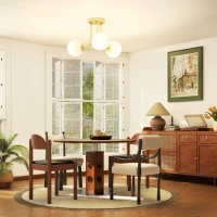 HOMCOM Lampadario da Soffitto Vintage con 3 Punti Luce Attacchi G9, 42x42x26.5 cm, Oro(m-11)