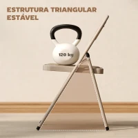 HOMCOM Conjunto de 2 Cadeiras Dobráveis com Encosto e Estrutura de Aço para Sala de Estar escritório Estúdio 45x46x78 cm Bege(m-5)