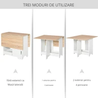 HOMCOM Masa Consola Pliabila cu Raft, Masuta pentru Sufragerie Pliabila(m-6)