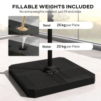 Outsunny 2.4 x 2.4m Cantilever Parasol with Umbrella Weights, UPF50+ Offset Outdoor Umbrella w/ Easy Tilt Adjustment, Cream White(m-4)