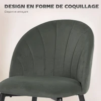 HOMCOM Lot de 2 chaises de salle à manger, chaises de cuisine rembourrées sans accoudoirs, pieds en acier, 52x55x79cm, gris(m-4)