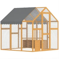 PawHut Coteț pentru găini 3,07 m² tarc exterior din lemn cu husă impermeabilă, încuietoare de siguranță, pentru 6-8 găini 1,7 x 1,8 x 1,8 m(m-7)