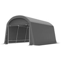 Outsunny /magazie de grădină cu prelata din plastic, cort pentru unelte, garaj montabil, 300B x 450T x 230H cm, Gri închis