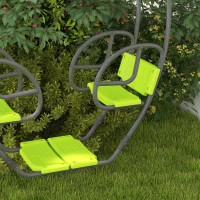 Outsunny Altalena per bambini struttura in metallo con maniglia per 2 bambini da 3 a 6 anni 110,5 x 40,5 x 180 cm verde(m-4)