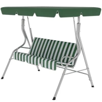 Outsunny Dondolo da giardino 3 posti con tetto inclinabile, 170x110x153 cm, Verde(m-7)
