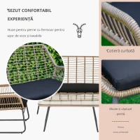 Outsunny Set de canapele pentru veranda, din ratan, cu 4 piese, Natural(m-5)