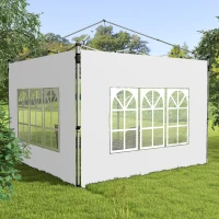 Outsunny Lot de 2 parois latérales pour tonnelle de 3 x 3 m panneau pour pavillon avec fenêtre 295 x 195 cm blanc(m-10)