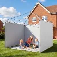 Outsunny Lot de 3 parois latérales pour tonnelle de 3 x 3 m, Panneaux Latéraux pour pavillon, fermeture éclair tissu Oxford blanc(m-10)