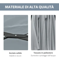 Outsunny Ombrellone da Giardino Doppio 4.5m con 48 Luci LED e Manovella, Grigio Chiaro(m-7)