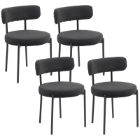 HOMCOM Set de 4 scaune de sufragerie cu spătar din țesătură picioare din oțel 51 x 51 x 76 cm negru
