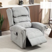 HOMCOM Velvet-Feel Electric Riser Recliner Chair - Grey(m-12)