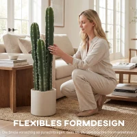 HOMCOM Kunstpflanze Kaktus Pflanzen groß 95 cm mit Topf wie echt für Zuhause, Büro, Grün(m-6)