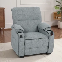 HOMCOM Electric Massage Recliner Armchair with Vibration, Heat, Whisper-Quiet Motor, Memory Function, Velvet Power Reclining Chair with Spring Pack, USB Port, Footrest, Side Pocket, Cup Holders, Grey(m-12)