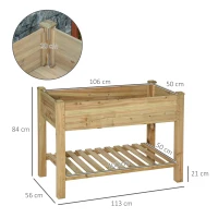 Outsunny Jardinière surélevée avec Étagère de Rangement en Bois, Carré Potager sur Pied surélevé, 113 x 56 x 84 cm, vert(m-3)