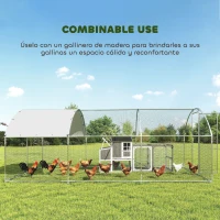 PawHut Gallinero para Exterior 2,8x5,1x1,9 m Cubierta de Tela Oxford Anti-UV Impermeable Pestillos para 15-24 Gallinas Plata(m-8)